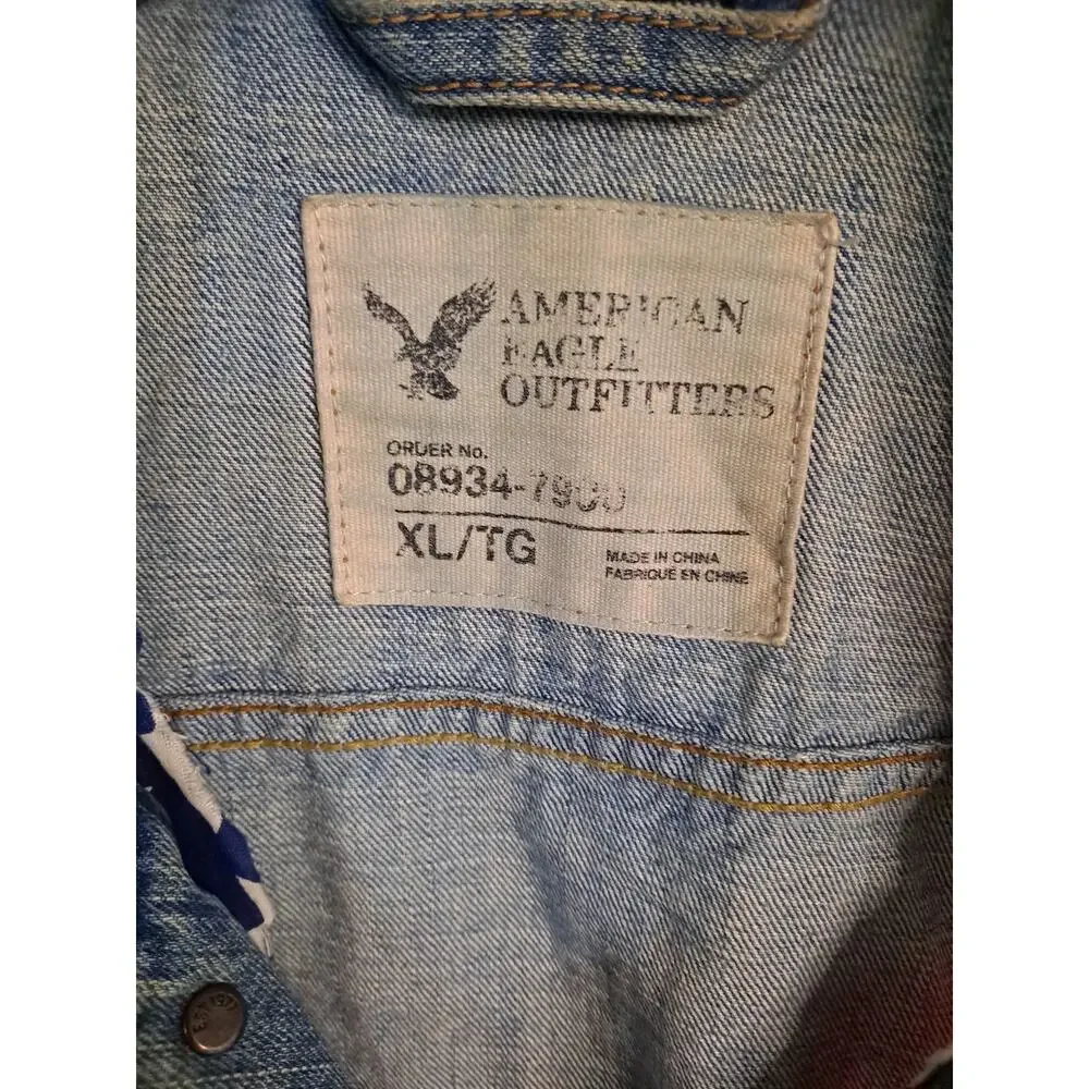American Eagle Outfitters American‎ Flag Acid Wash Denim Vest Size XL